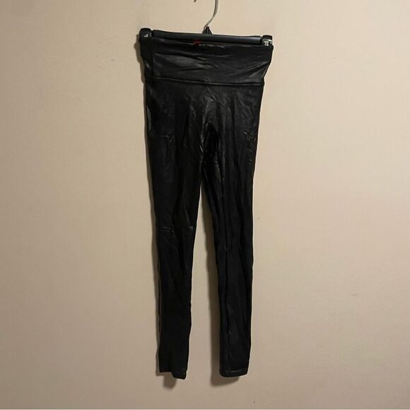 SPANX Black Faux Leather Leggings- Size XS - Picture 2 of 6